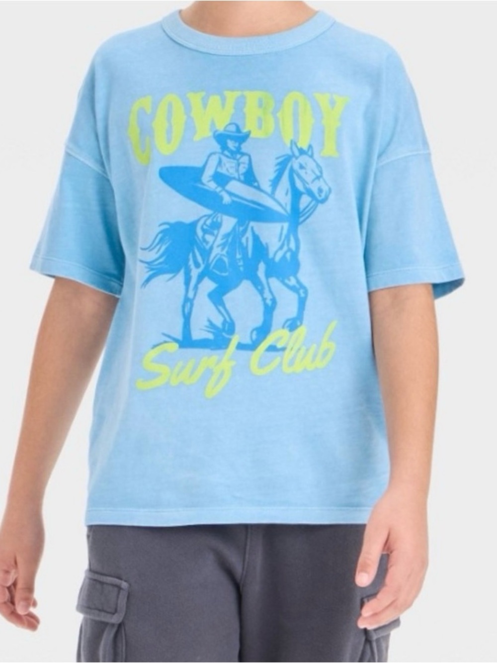 Kids Cat & Jack Blue & Green Cowboy Surf Club Graphic Tee / Tshirt